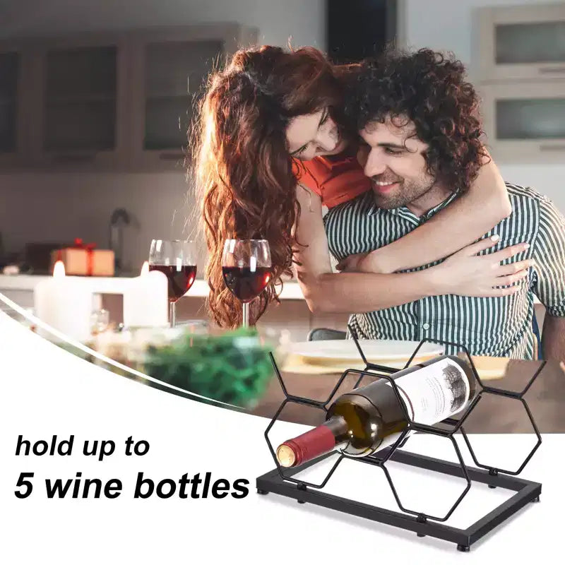 Unique Bargains Countertop Freestanding Geometric Space Saving Wine Rack