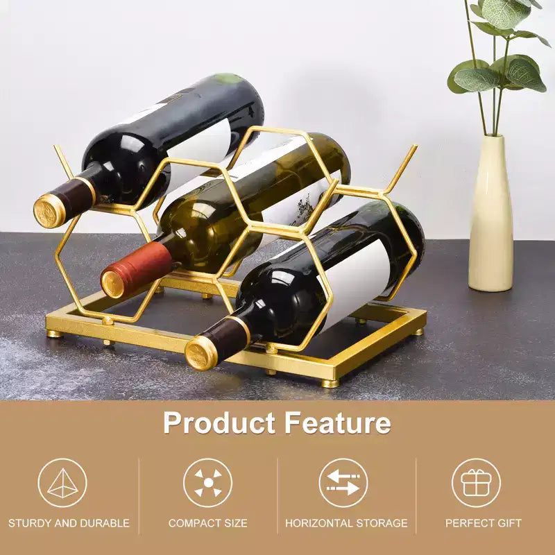 Unique Bargains Countertop Freestanding Geometric Space Saving Wine Rack