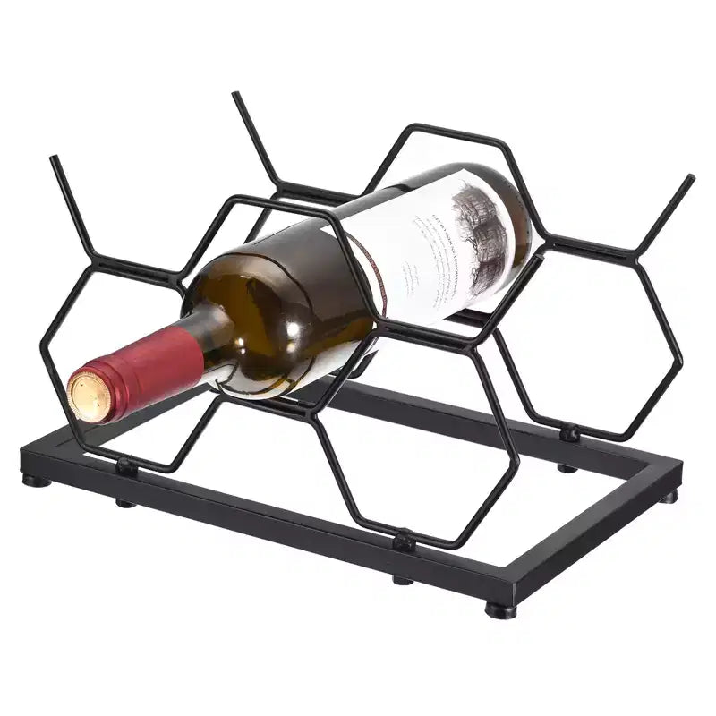 Unique Bargains Countertop Freestanding Geometric Space Saving Wine Rack