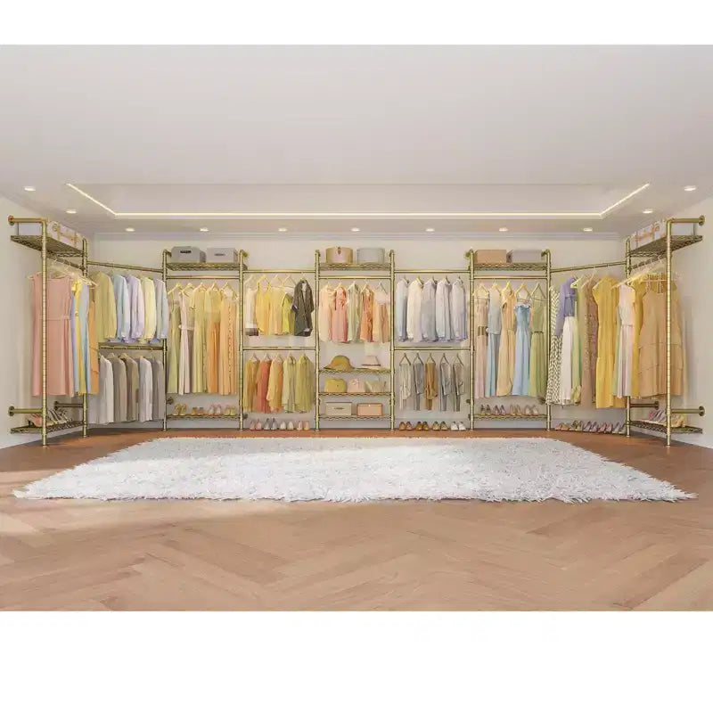 Timate U4 U Shape Garment Rack Heavy Duty Clothes Rack, Expandable Clothing Rack Wall Mounted Closet Extra Large Walk in Closet System