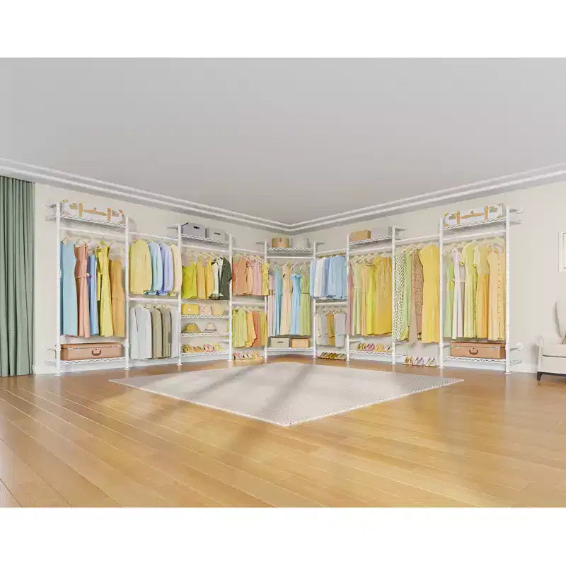 Timate U4 U Shape Garment Rack Heavy Duty Clothes Rack, Expandable Clothing Rack Wall Mounted Closet Extra Large Walk in Closet System