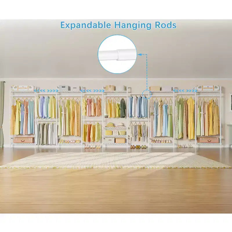 Timate U4 U Shape Garment Rack Heavy Duty Clothes Rack, Expandable Clothing Rack Wall Mounted Closet Extra Large Walk in Closet System