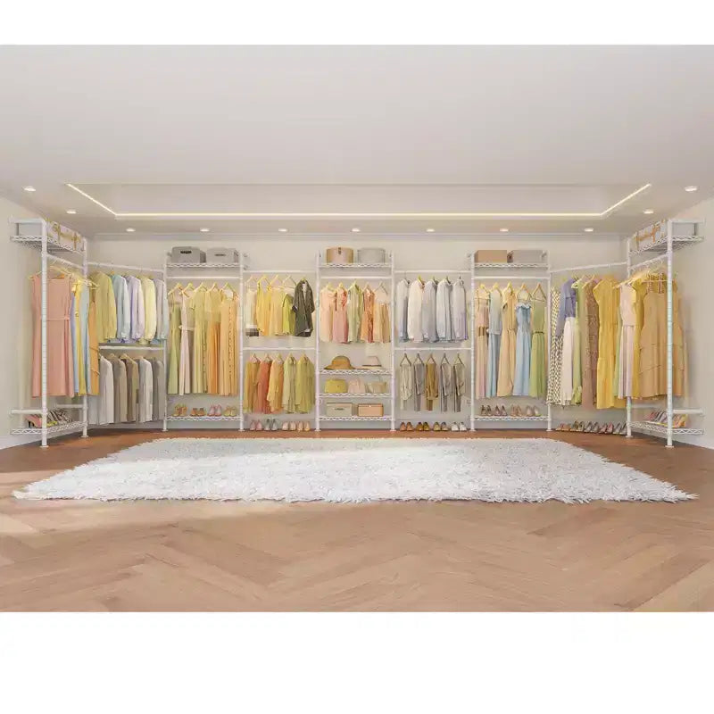 Timate U4 U Shape Garment Rack Heavy Duty Clothes Rack, Expandable Clothing Rack Wall Mounted Closet Extra Large Walk in Closet System