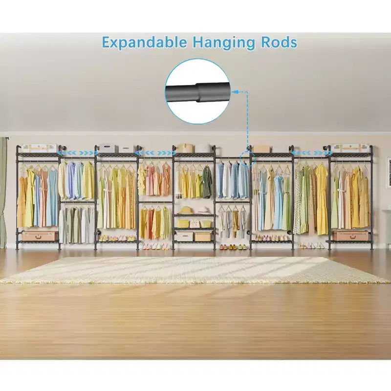 Timate U4 U Shape Garment Rack Heavy Duty Clothes Rack, Expandable Clothing Rack Wall Mounted Closet Extra Large Walk in Closet System