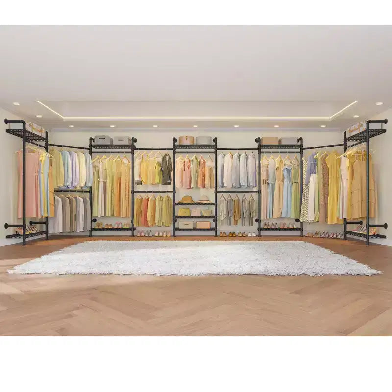 Timate U4 U Shape Garment Rack Heavy Duty Clothes Rack, Expandable Clothing Rack Wall Mounted Closet Extra Large Walk in Closet System