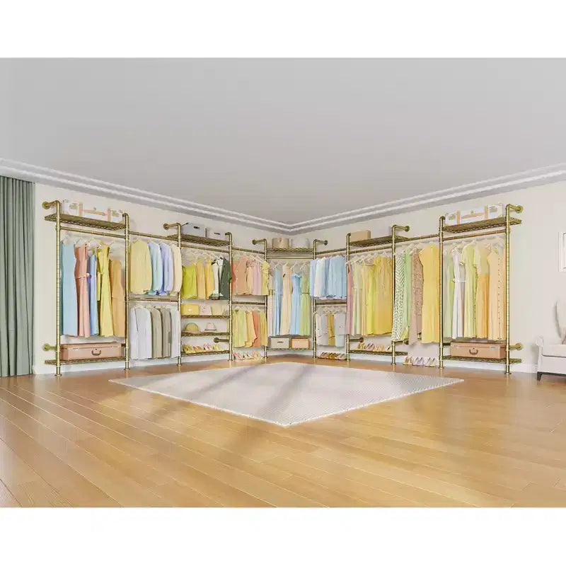 Timate U4 U Shape Garment Rack Heavy Duty Clothes Rack, Expandable Clothing Rack Wall Mounted Closet Extra Large Walk in Closet System