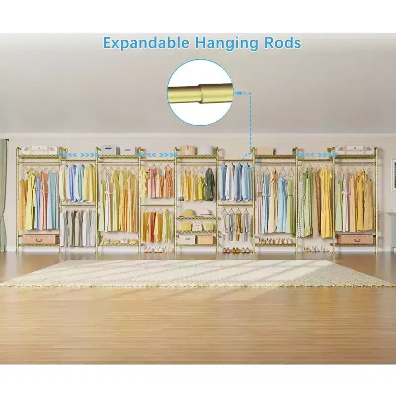 Timate U4 U Shape Garment Rack Heavy Duty Clothes Rack, Expandable Clothing Rack Wall Mounted Closet Extra Large Walk in Closet System