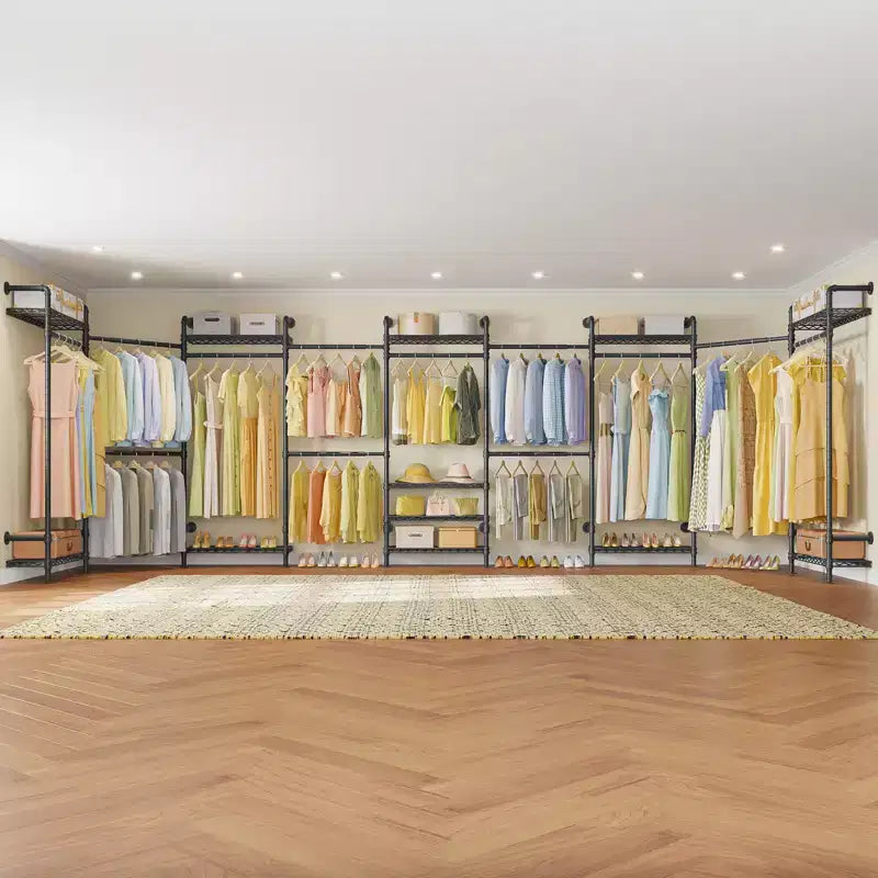 Timate U4 U Shape Garment Rack Heavy Duty Clothes Rack, Expandable Clothing Rack Wall Mounted Closet Extra Large Walk in Closet System
