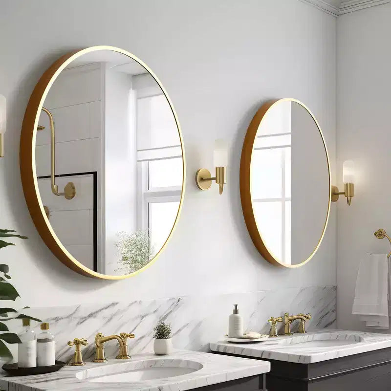 Circular Wall Mirror with Thin Edge in Gold Color, Aluminum Alloy