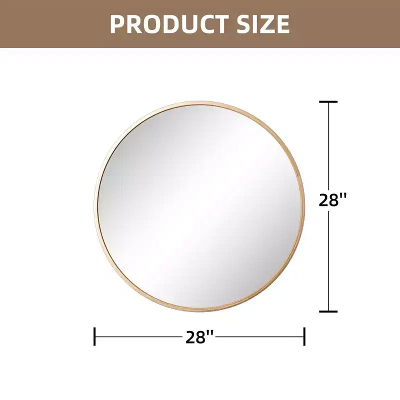 Circular Wall Mirror with Thin Edge in Gold Color, Aluminum Alloy