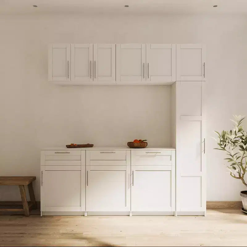 CLIHOME Tall 3-Tier Stackable Wall Mounted Storage Cabinet With Adjustable Shelves