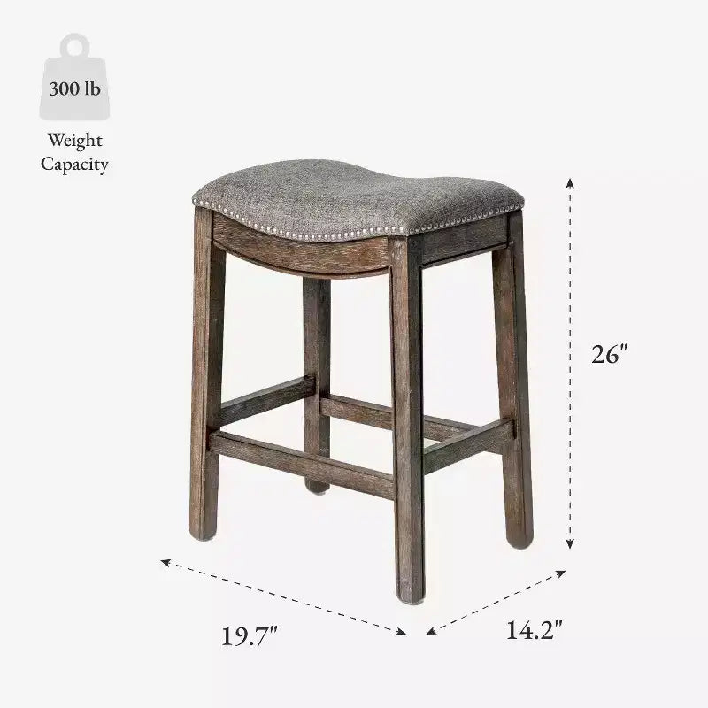Maven Lane Adrien Backless Saddle Counter Stool with Fabric Upholstery 26