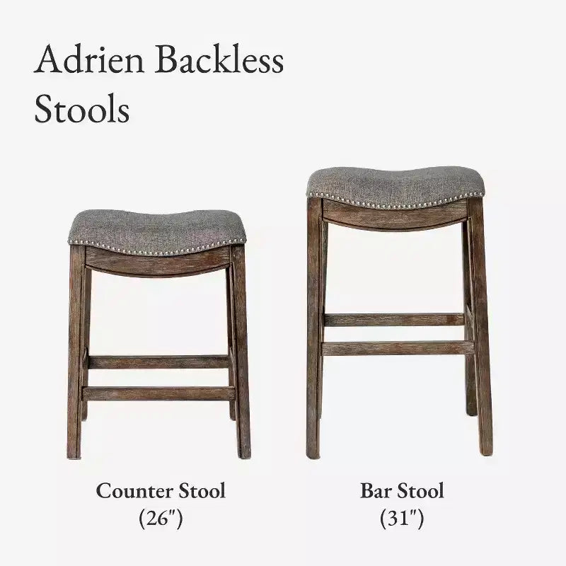 Maven Lane Adrien Backless Saddle Counter Stool with Fabric Upholstery 26