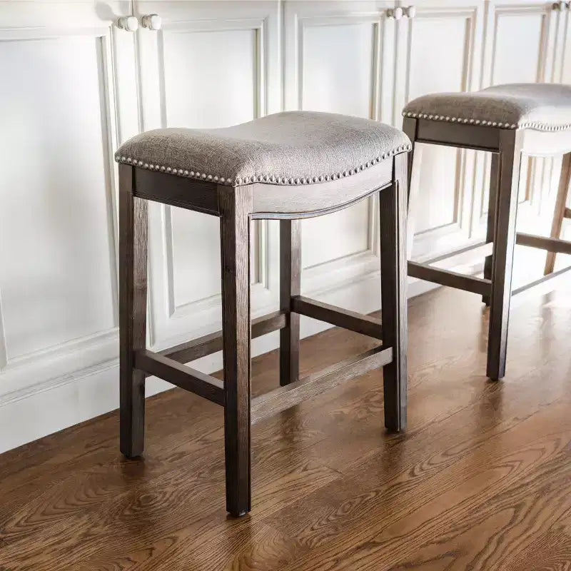 Maven Lane Adrien Backless Saddle Counter Stool with Fabric Upholstery 26
