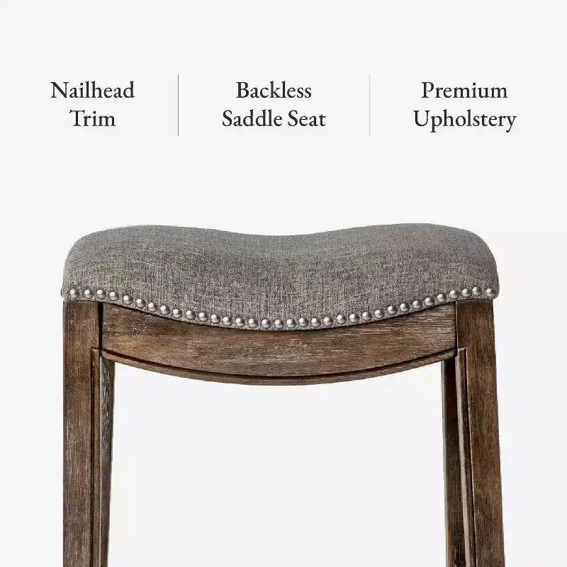 Maven Lane Adrien Backless Saddle Counter Stool with Fabric Upholstery 26