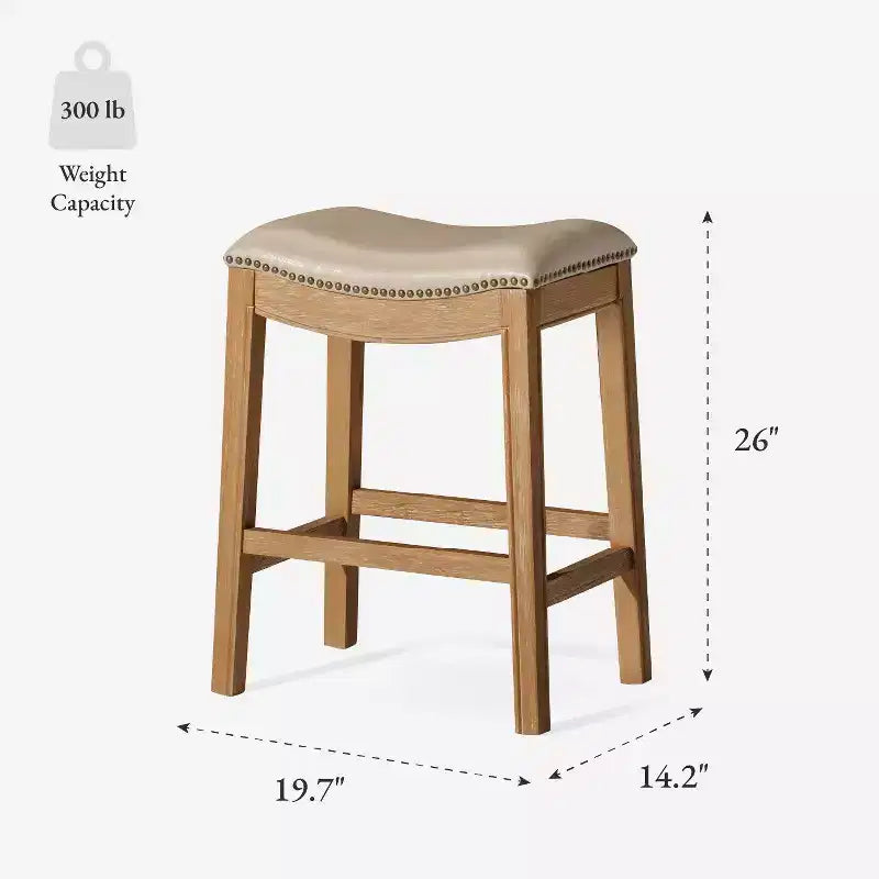 Maven Lane Adrien Backless Saddle Counter Stool with Fabric Upholstery 26