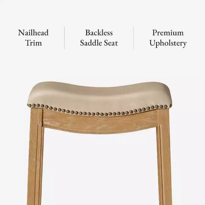 Maven Lane Adrien Backless Saddle Counter Stool with Fabric Upholstery 26