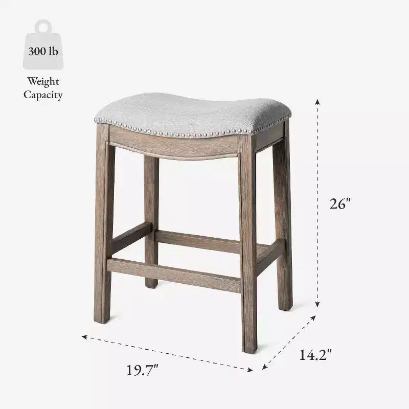 Maven Lane Adrien Backless Saddle Counter Stool with Fabric Upholstery 26