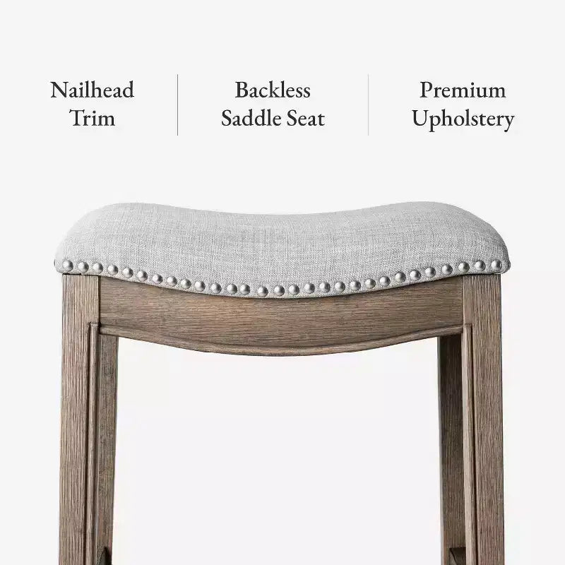 Maven Lane Adrien Backless Saddle Counter Stool with Fabric Upholstery 26