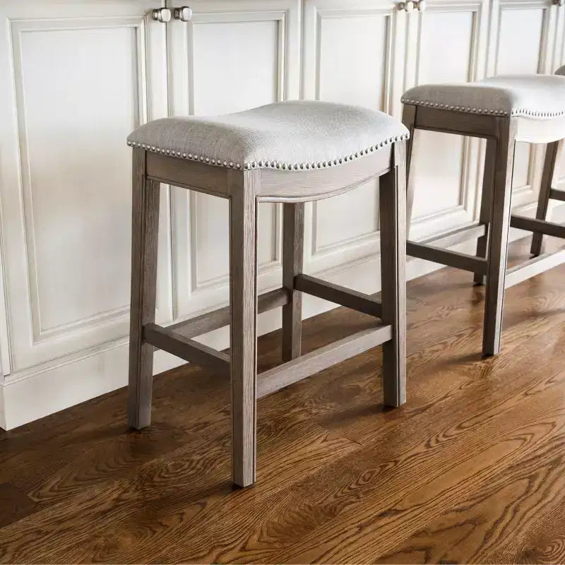 Maven Lane Adrien Backless Saddle Counter Stool with Fabric Upholstery 26