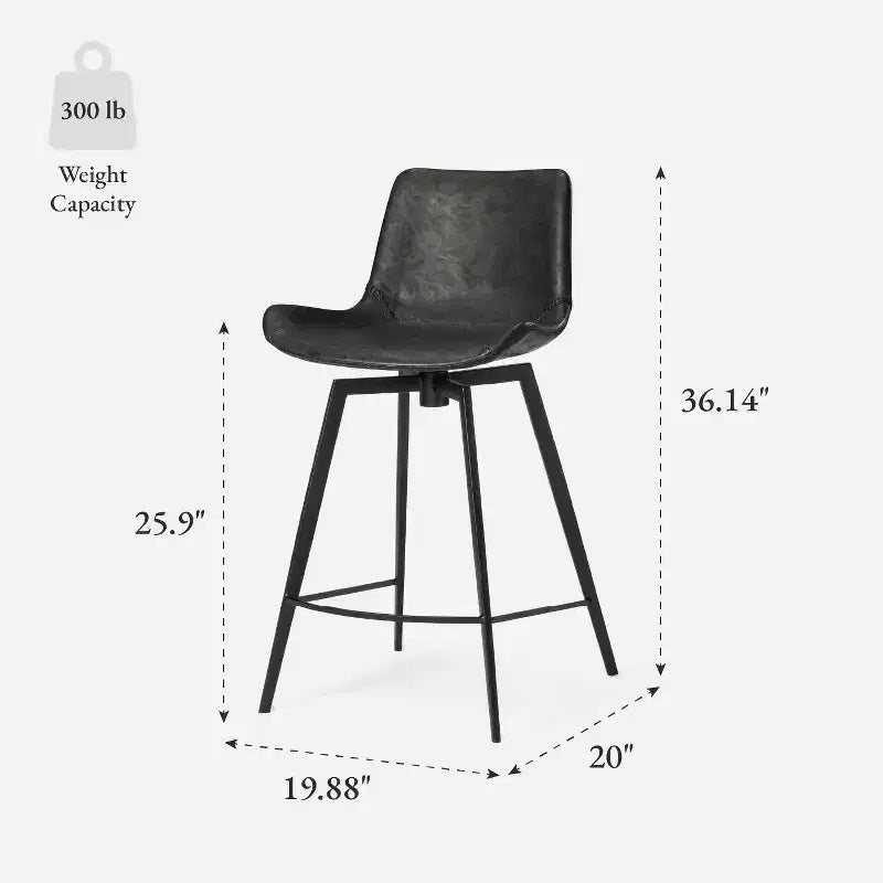 Maven Lane Victor Counter Stool with Faux Leather 26