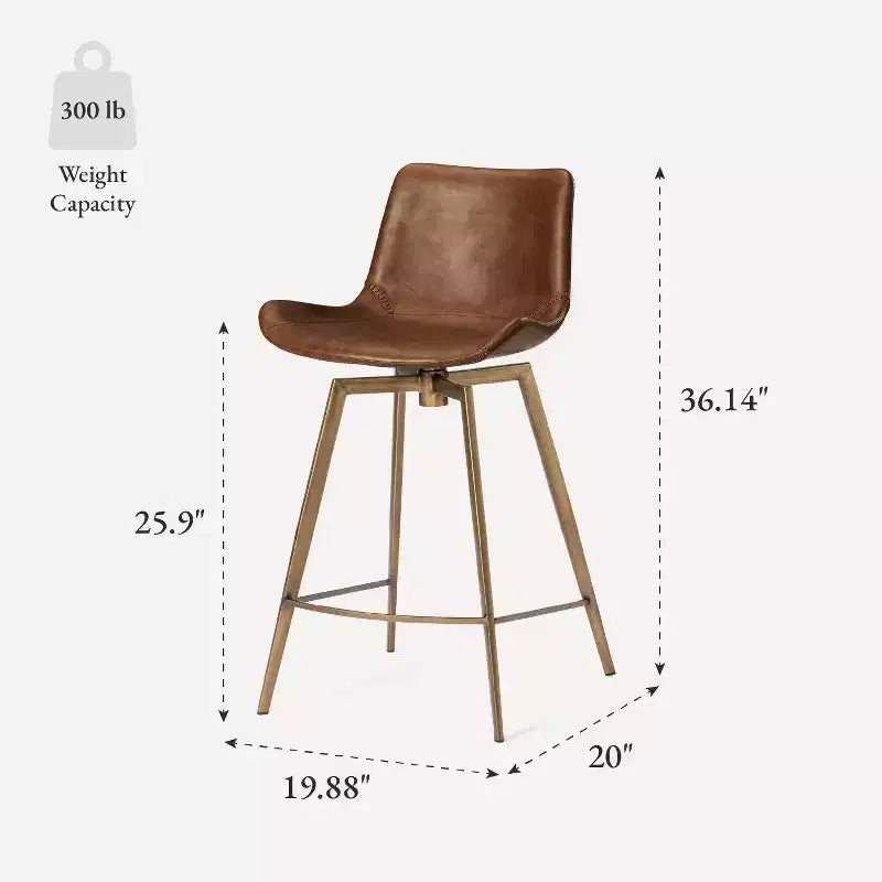 Maven Lane Victor Counter Stool with Faux Leather 26