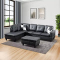 Contemporary Black Leather Sectional Sofa