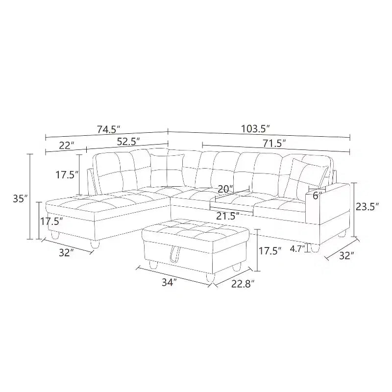 Contemporary Black Leather Sectional Sofa