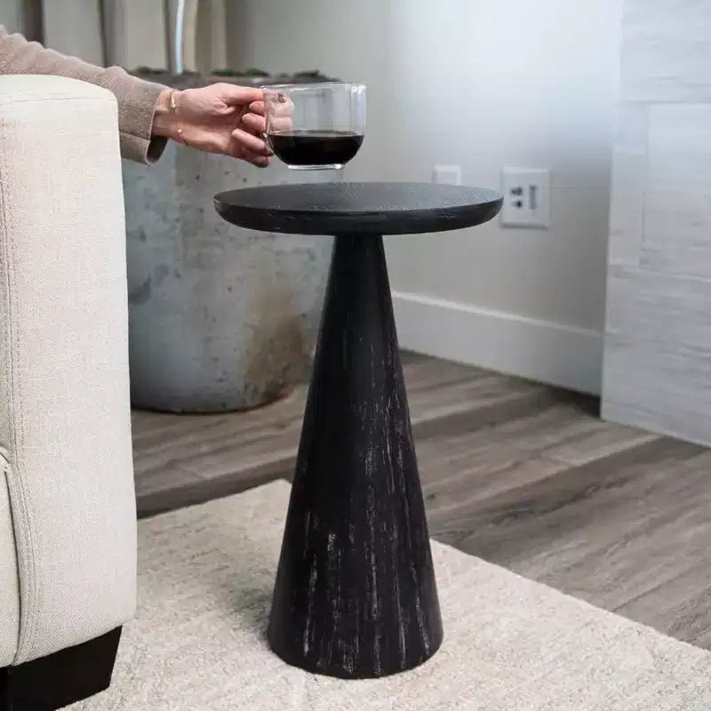 Maven Lane Owen Rustic Wooden Round Drink Table 12x20