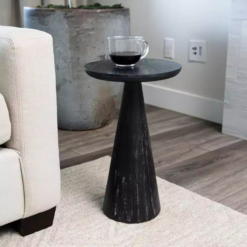 Maven Lane Owen Rustic Wooden Round Drink Table 12x20