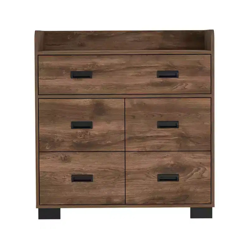 Okak 4-Drawer Dresser with One Double Drawer,Modern Chest of Drawers with Large Storage Space&Metal Rails,Superior Top