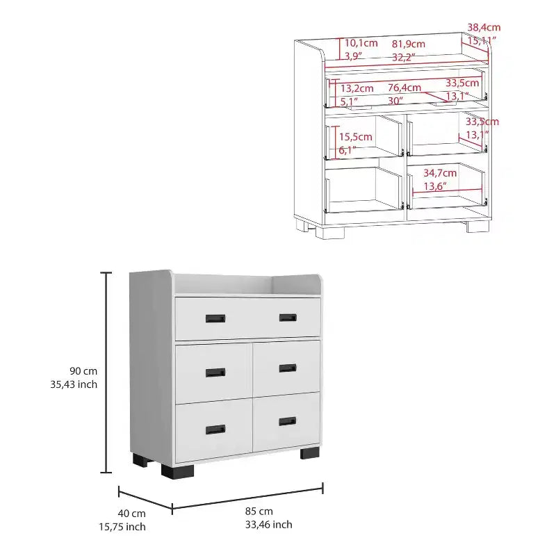 Okak 4-Drawer Dresser with One Double Drawer,Modern Chest of Drawers with Large Storage Space&Metal Rails,Superior Top
