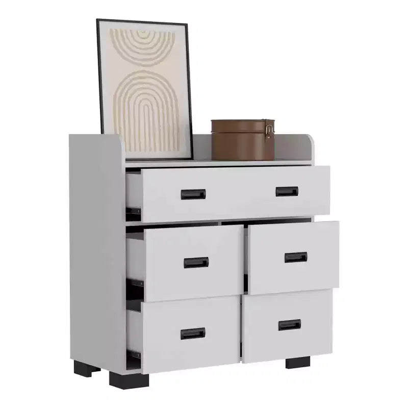 Okak 4-Drawer Dresser with One Double Drawer,Modern Chest of Drawers with Large Storage Space&Metal Rails,Superior Top