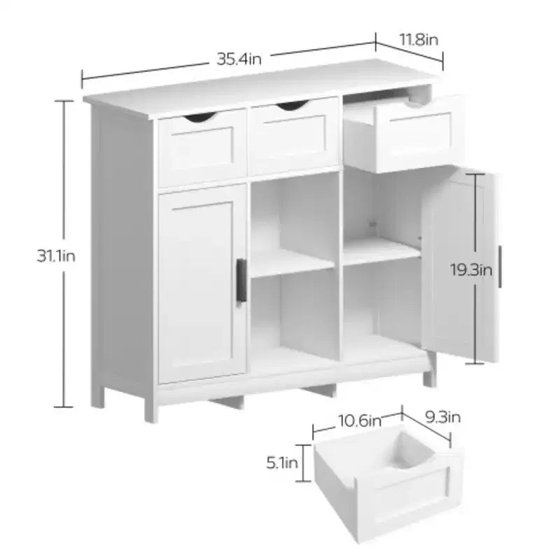 Storage Cabinets,Wooden Floor Cabinet,with Drawers and Shelves Storage Cabinets,Accent Cabinet for Living Room,Bedroom,Bathroom Furniture Home Decor