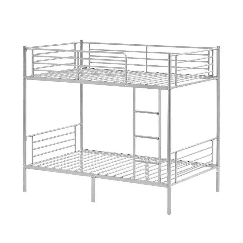 Karl Home White Twin Over Twin Bunk Bed for Kids/Adults with Stairs Flat Rungs