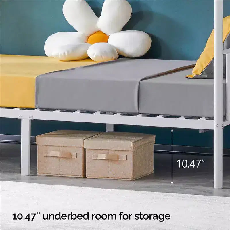 Karl Home White Twin Over Twin Bunk Bed for Kids/Adults with Stairs Flat Rungs