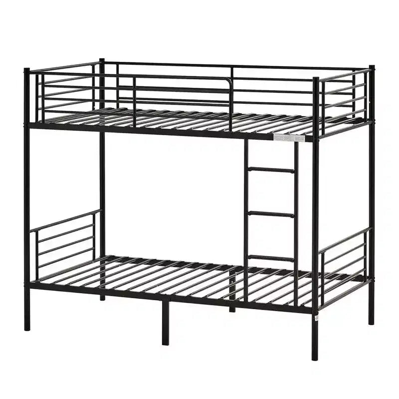 Karl Home White Twin Over Twin Bunk Bed for Kids/Adults with Stairs Flat Rungs