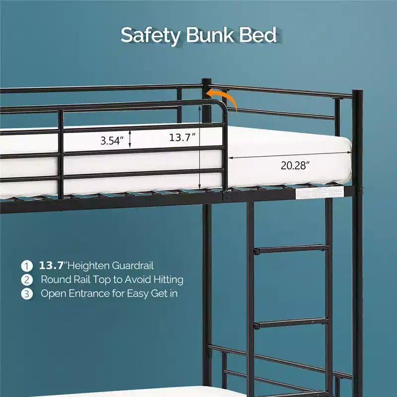 Karl Home White Twin Over Twin Bunk Bed for Kids/Adults with Stairs Flat Rungs