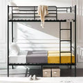 Karl Home White Twin Over Twin Bunk Bed for Kids/Adults with Stairs Flat Rungs