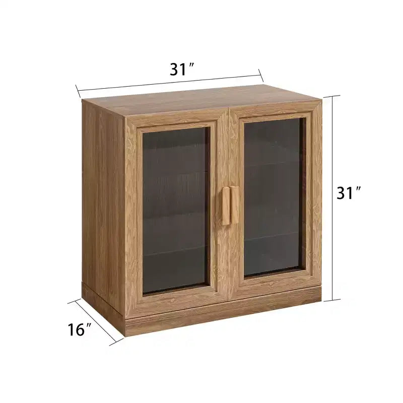 31x62x16 Wood Accent Cabinet, Storage Organizer with Adjustable Shelves and Glass Doors for Kitchen Bedroom Entryway Living Room Dinning Room
