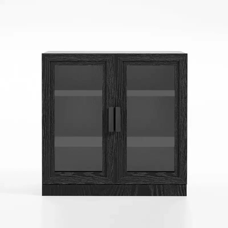 72x31x16 Wood Accent Cabinet, Storage Organizer with Adjustable Shelves and Glass Doors for Kitchen Bedroom Entryway Living/Dinning Room