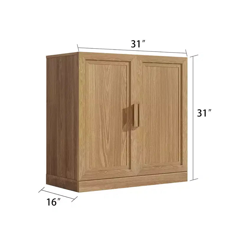 62x62x16 Wood Accent Cabinet in Natural Color, Storage Organizer with Adjustable Shelves for Kitchen Bedroom Entryway Living Room Dinning Room