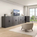 31x124x16 Wood Accent Cabinet in Black, Storage Organizer with Adjustable Shelves for Kitchen Bedroom Entryway Living Room Dinning Room