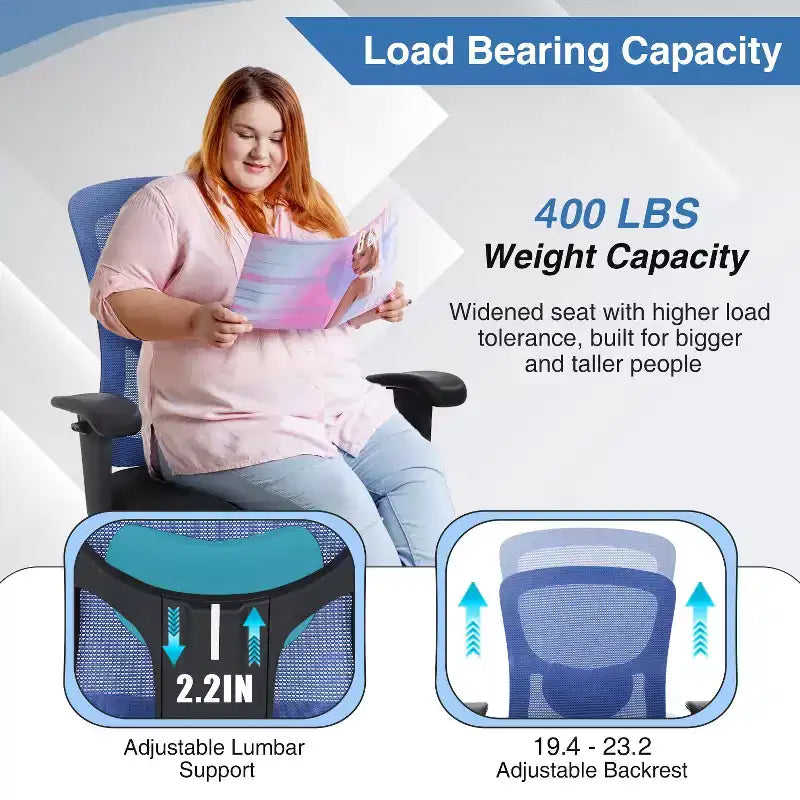 BestMassage Ergonomic Big and Tall Office Chair 400lbs Mesh Desk Chair for Heavy People