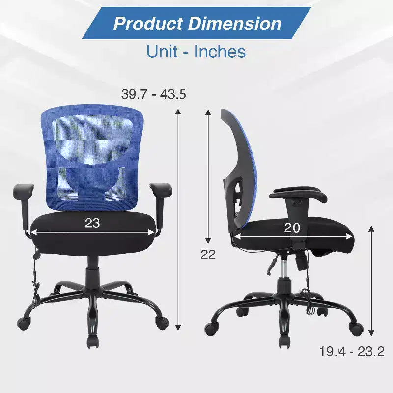 BestMassage Ergonomic Big and Tall Office Chair 400lbs Mesh Desk Chair for Heavy People