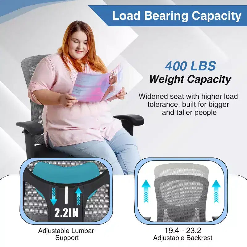 BestMassage Ergonomic Big and Tall Office Chair 400lbs Mesh Desk Chair for Heavy People