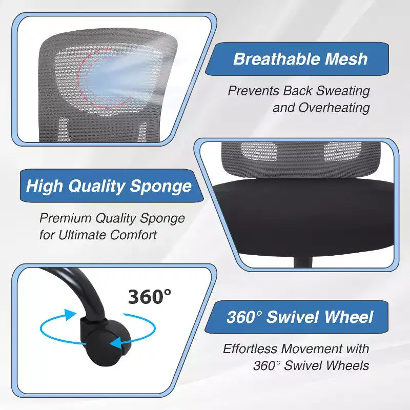 BestMassage Ergonomic Big and Tall Office Chair 400lbs Mesh Desk Chair for Heavy People