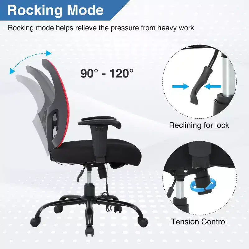 BestMassage Ergonomic Big and Tall Office Chair 400lbs Mesh Desk Chair for Heavy People