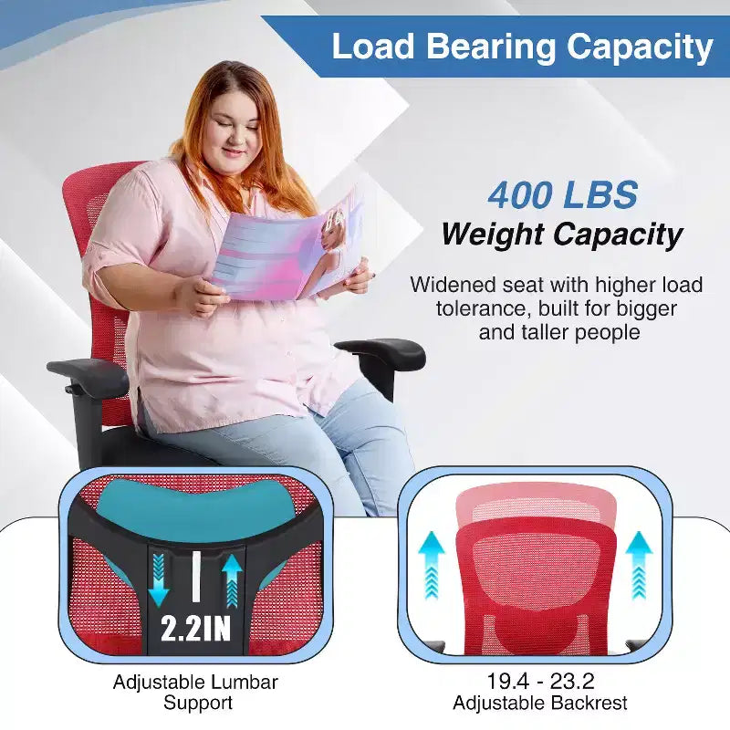BestMassage Ergonomic Big and Tall Office Chair 400lbs Mesh Desk Chair for Heavy People