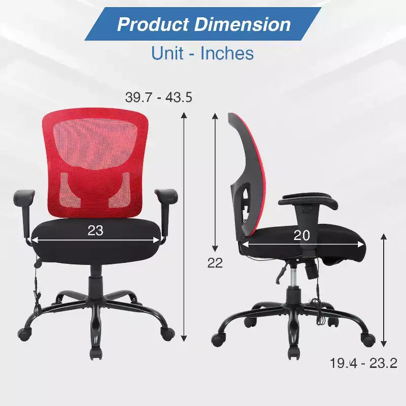 BestMassage Ergonomic Big and Tall Office Chair 400lbs Mesh Desk Chair for Heavy People